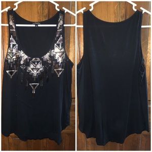 Express Black Tank with Sequins - M